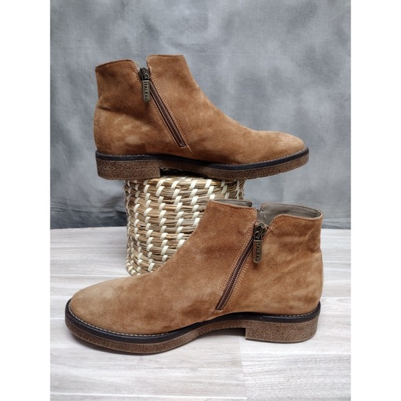 Italeau Shoes - Italeau Waterproof Foliana Tan Suede Ankle Zip Booties US 7.5/EUC Size 38